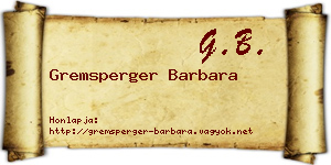 Gremsperger Barbara névjegykártya